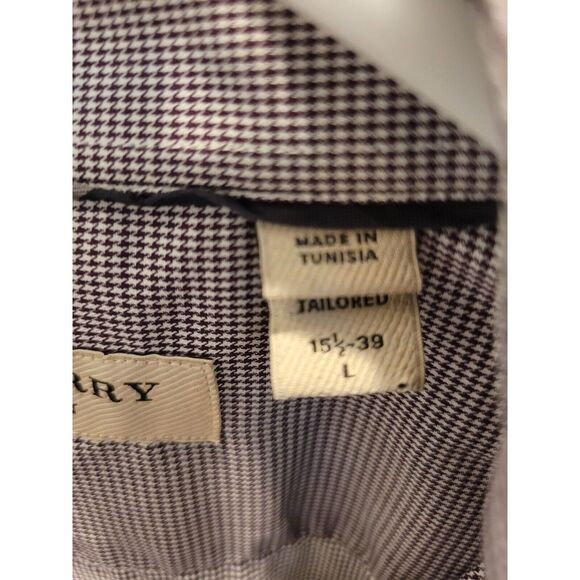 Burberry London Dress Shirt Mens L 15.5 39 Purple Check Long Sleeve Collared - Picture 6 of 8